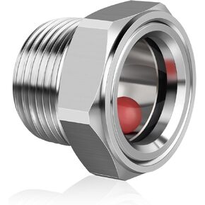 Boltigen Air Compressor Sight Glass, 1/2'' NPT Stainless Steel Oil Sight Glass with Float Ball, Tank Oil Level Sight Window Indicator, Clear Liquid Sight Plug, Perfect Replacement for Air Compressor