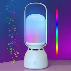 Night Light Bluetooth Speaker, Led Lights for Bedroom, Touch Control Bedside Lamp Dimmable 7-Color Soft Eye Caring Table Lamp for Sleep Aid, Room Decor, Birthday Christmas Gifts (White Cream)