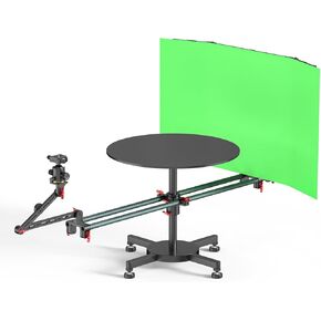 Portable Photo Studio, 360 Video Camera Rig Panoramic Rotating Platform Multi-Angle Adjustable Shooting Foldable Green Screen Camera Sliderfor Mini Studio Equipment for Photography Product Shooting