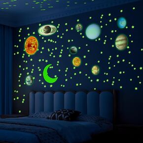 525 Pcs Glow in The Dark Stars for Ceiling, Glow Stars Include Nine Planets, Bonus Moon and Stars, Glow in The Dark Stars and Planet for Bedroom Nursery Playroom Living Room Wall Decor