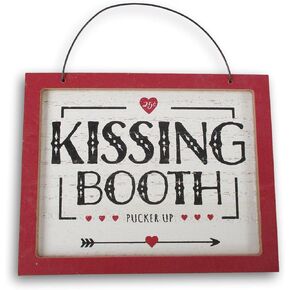 جعل درجة عيد الحب Red Mini Booth علامة معلقة صغيرة معلقة - 5 × 4 بوصة