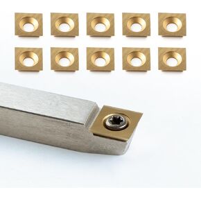 TASP Titanium Coated Carbide Cutter Inserts for Wood Turning Tool,Pack of 10,11x11mm,Square