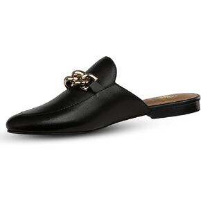JATAREA Women's Flat Mules | Round Toe Leather Slip-Ons for Any Summer Outing