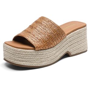 DREAM PAIRS Wedges Slides Sandals for Women Platform Open Toe Espadrilles sandals Comfortable Fashion Beach Sandals Suitable for Vocation Dressy Outdoor Summer Shoes