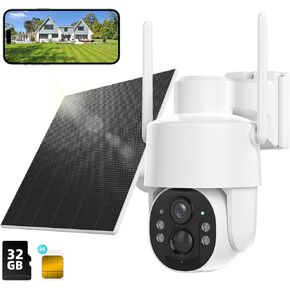 4G LTE Cellular No Wifi Security Cameras Outdoor, Solar Powered Wireless 4MP Cellular Security Camera, SD/Cloud Storage, PIR Motion Detection, Color Night Vision, 2 Ways Talk, Built in SIM Card