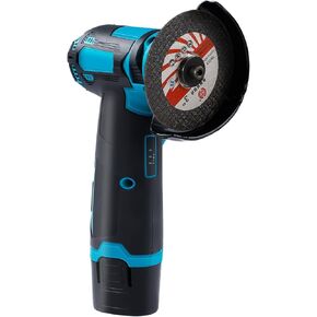 Cordless Angle Grinder, 19500rpm Cordless Grinder with 1pcs 12V 1200mAh Batteries and 2-Cutting Discs Metal Grinder for Metal Stone Wood and Concrete