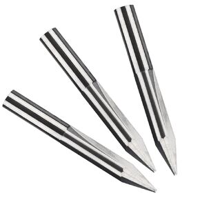 Engraving Bit,Premium Carbide Tough Tip Cone Shape Metal Engraving Bit with 2-Flute Striaght Grooves 6mm Shank 0.5mm Tip CNC Marking Conical V-Bit for Steel Brass MDF Wood 3PCS