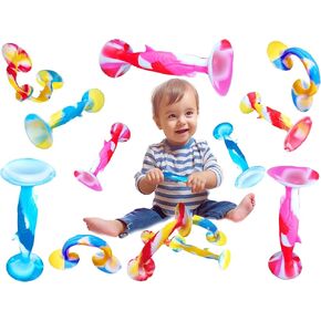 8 Packs Silicone Suction Cup Teething Fidgets Darts for 6-12 Month 1-3 Year olds Baby, Sensory Ocean Shark Animal