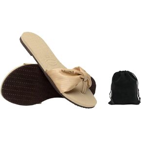 Havaianas Women's You St. Tropez Lush Flip Flops - Elegant, Comfortable, and Durable Satin Strap Sandals for Beach, Casual, and Everyday Wear, Includes Velvet Pouch, 9-10