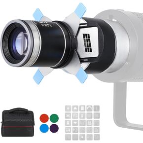 Bowens Mount Optical Snoot Conical, Spotlight Snoot Photography, Projector Attachment Kit with 4 Barndoor Shutter Blades for Photography Studio, Video, Artist Modelling Shape Light