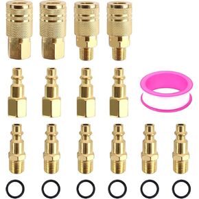 Air Hose Fittings Universal Air Coupler Industrial Air Plug Kit 1/4 Inch Thread and Body Size 15PCS Air Compressor Accessories for Air Compressor Fittings and Air Fittings