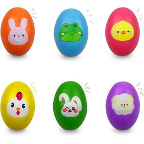 6 Pack Easter Wooden Shake Eggs Percussion Musical Easter Eggs Shakers for Toddlers Kids Girls Boys Easter Basket Stuffers Fillers Gifts