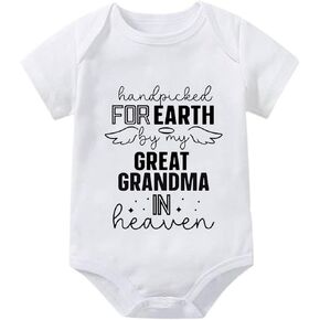 Handpicked for Earth By My Great Grandma in Heaven Baby Clothes Short Sleeve Baby Romper Newborn Oufits