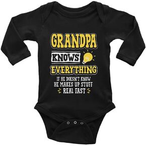 Grandpa Knows Everything Toddler Rompers Unisex Baby Long Sleeve Crawl Clothes