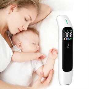 Non-Contact Infrared Forehead Thermometer, Digital LCD Display, Multi-Mode Indicator Comes with Storage Bag and Batteries