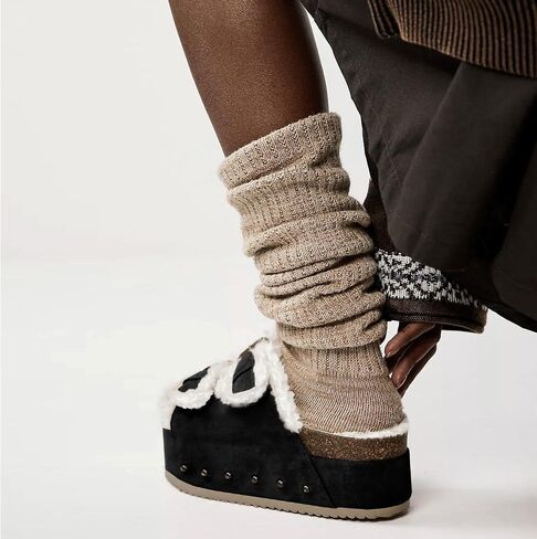 Joristimo Women's Cork Flatform Sandals ، Faux Suede مزدوج الفراء مزدوج اللوحات من منصة منصة على Sandals Slippers in Saudi Arabia