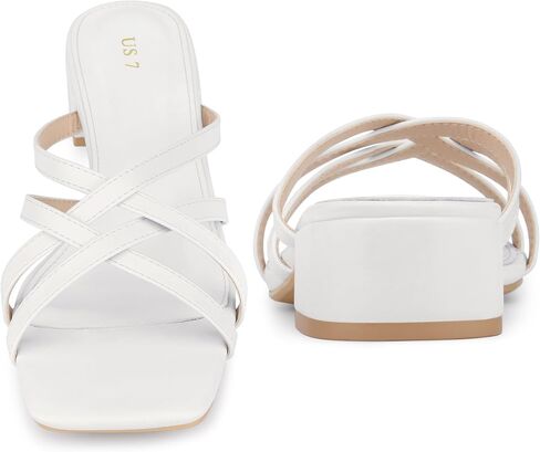 Perphy Square Toe Cross Strap Block Heel Slide Sandals for Women in Kuwait