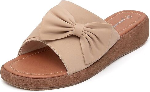 getmorebeauty Women's Cute Bow Wedge Sandals Slip On Open Toe Mules Clogs Slides Sandals Summer Shoes in Saudi Arabia