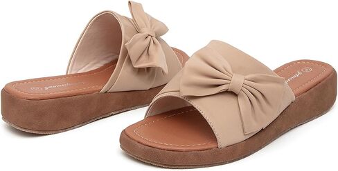 getmorebeauty Women's Cute Bow Wedge Sandals Slip On Open Toe Mules Clogs Slides Sandals Summer Shoes in Saudi Arabia