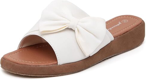 getmorebeauty Women's Cute Bow Wedge Sandals Slip On Open Toe Mules Clogs Slides Sandals Summer Shoes in Saudi Arabia
