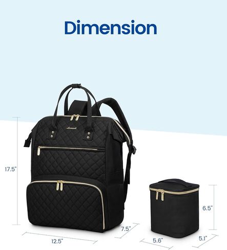 LOVEVOOK Breast Pump Backpack with Cooler Bag, Quilted Breast Pump Bags Fits Spectra S1, S2 Medela, Travel Double Layer Pumping Bag for Working Moms with 15.6" Laptop Pocket, Black in Saudi Arabia