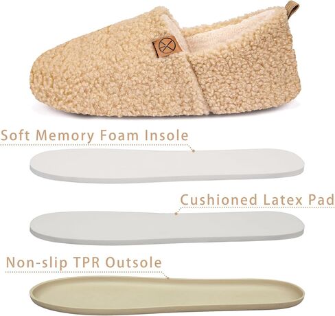 Women's House Slippers Lightweight Memory Foam House Shoes Cozy Closed Back Slippers with Curly Fleece for Indoor Outdoor in Saudi Arabia