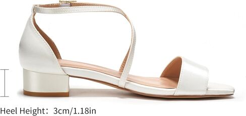 Elivandon J1584 Women's Satin Low-Heel Evening Sandals Open Toe 1.18 inches Block Heel Satin Pumps Evening Party Bridal Wedding Shoes in Kuwait