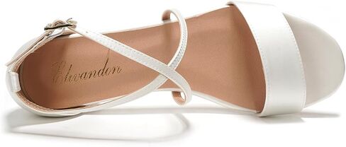 Elivandon J1584 Women's Satin Low-Heel Evening Sandals Open Toe 1.18 inches Block Heel Satin Pumps Evening Party Bridal Wedding Shoes in Kuwait