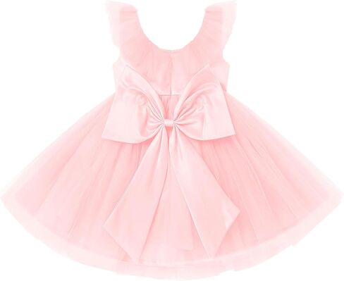 IBTOM CASTLE Baby Girls Tutu Dress Princess Flutter Sleeve Floral Lace Birthday Party Bowknot Flower Sundress Wedding in Kuwait