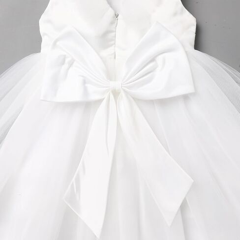 IBTOM CASTLE Baby Girls Tutu Dress Princess Flutter Sleeve Floral Lace Birthday Party Bowknot Flower Sundress Wedding in Kuwait