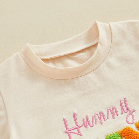 Toddler Baby Girl Summer Clothes Embroidered Letter Graphic Short Sleeve T-Shirt Shirts + Elastic Shorts Set in Kuwait