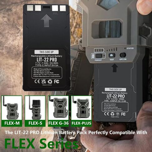 Lit-22 قابلة لإعادة الشحن حزمة بطارية الليثيوم متوافقة مع كاميرا درب خلية فليكس فليكس-فليس فليكس-G36 Flex-S (تضمين كبل النوع C) 7.7v 53.9wh 7000mAh in Kuwait