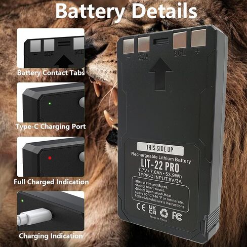 Lit-22 قابلة لإعادة الشحن حزمة بطارية الليثيوم متوافقة مع كاميرا درب خلية فليكس فليكس-فليس فليكس-G36 Flex-S (تضمين كبل النوع C) 7.7v 53.9wh 7000mAh in Kuwait