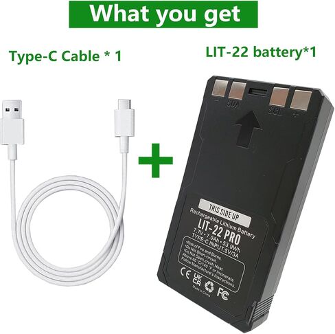Lit-22 قابلة لإعادة الشحن حزمة بطارية الليثيوم متوافقة مع كاميرا درب خلية فليكس فليكس-فليس فليكس-G36 Flex-S (تضمين كبل النوع C) 7.7v 53.9wh 7000mAh in Kuwait