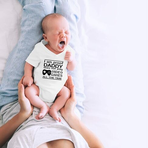 CBTwear Proof Daddy Does Not Play Video Games All the Time - Baby Clothes - Funny Newborn Bodysuit Outfits for Boys and Girls in Saudi Arabia