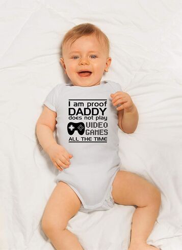 CBTwear Proof Daddy Does Not Play Video Games All the Time - Baby Clothes - Funny Newborn Bodysuit Outfits for Boys and Girls in Saudi Arabia