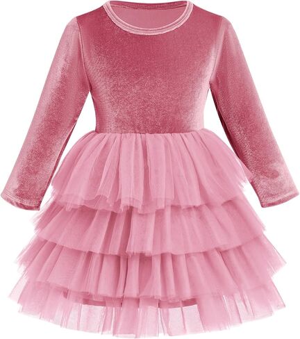 Ibtom Castle Flower Girls Velvet Tutu Dress Princess Long Sleeve Fall Winter Kids Wedding Pageant Complel in Kuwait
