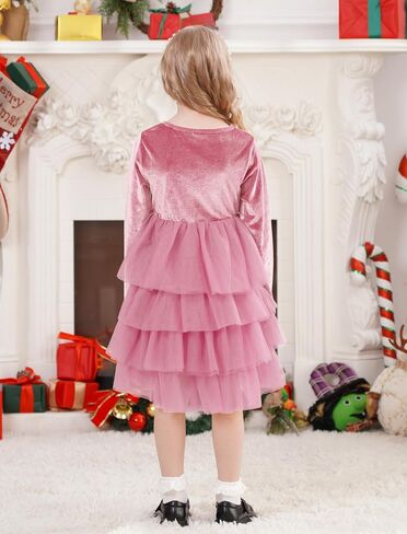 Ibtom Castle Flower Girls Velvet Tutu Dress Princess Long Sleeve Fall Winter Kids Wedding Pageant Complel in Kuwait