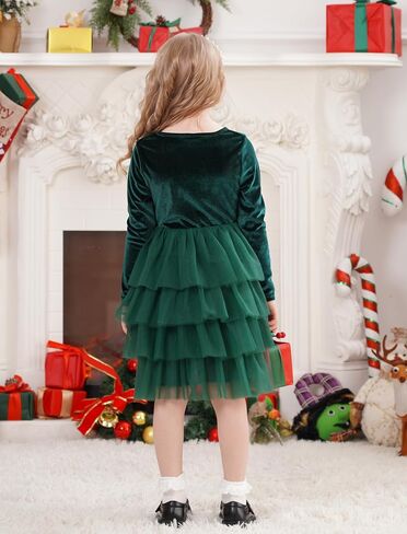 Ibtom Castle Flower Girls Velvet Tutu Dress Princess Long Sleeve Fall Winter Kids Wedding Pageant Complel in Kuwait