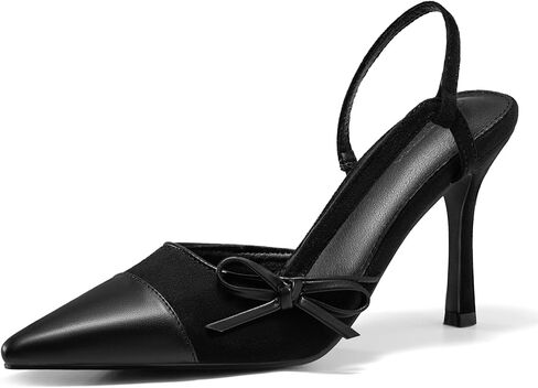 Coutgo Womens Slingback High Cheels Tie Bow Bow مغلق إصبع القدم المدببة Sexy Stiletto مضخات نغمة فستان الأحذية in Saudi Arabia