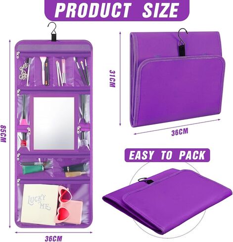 Hanging Toiletry Bag with Mirror Travel Foldable Beauty Bag Dance Bag with Mirror Backstage Cosmetic Bag Foldable Makeup Storage Organizer for Traveling Dancers Artists Home Spa (Black) in Kuwait