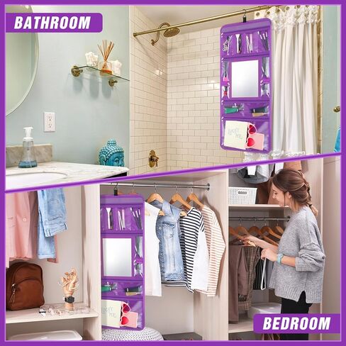 Hanging Toiletry Bag with Mirror Travel Foldable Beauty Bag Dance Bag with Mirror Backstage Cosmetic Bag Foldable Makeup Storage Organizer for Traveling Dancers Artists Home Spa (Black) in Kuwait