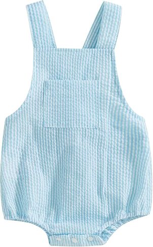 Infant Baby Girl Boy Romper Bodysuit Striped Sleeveless Jumpsuit Overalls One Piece Outfit Summer Clothes in Kuwait