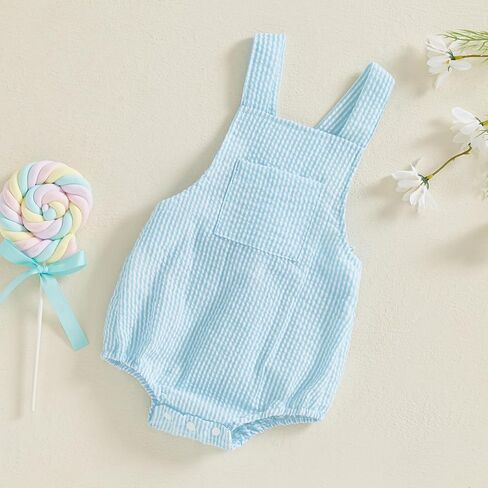 Infant Baby Girl Boy Romper Bodysuit Striped Sleeveless Jumpsuit Overalls One Piece Outfit Summer Clothes in Kuwait