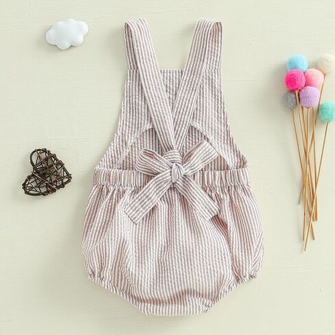 Infant Baby Girl Boy Romper Bodysuit Striped Sleeveless Jumpsuit Overalls One Piece Outfit Summer Clothes in Kuwait
