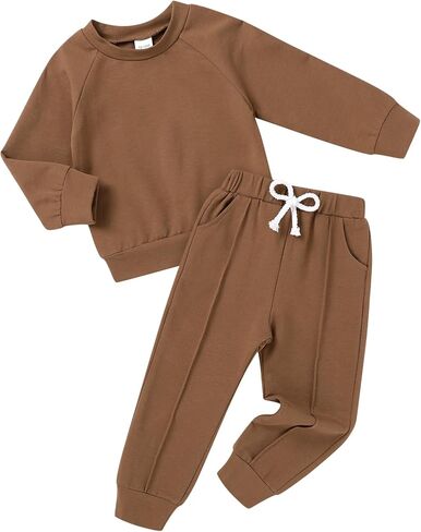 YOUNGER TREE Toddler Fall Outfits for Girl Long Sleeve Sweatsuit Top and Sweatpants Set Baby Girl Clothes in Kuwait