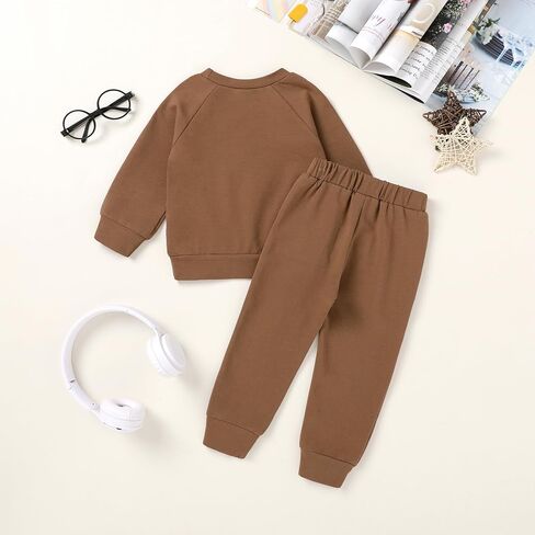 YOUNGER TREE Toddler Fall Outfits for Girl Long Sleeve Sweatsuit Top and Sweatpants Set Baby Girl Clothes in Kuwait