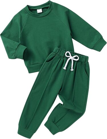 YOUNGER TREE Toddler Fall Outfits for Girl Long Sleeve Sweatsuit Top and Sweatpants Set Baby Girl Clothes in Kuwait