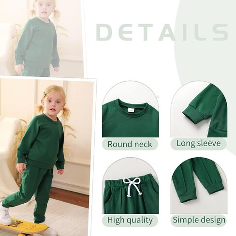 YOUNGER TREE Toddler Fall Outfits for Girl Long Sleeve Sweatsuit Top and Sweatpants Set Baby Girl Clothes in Kuwait