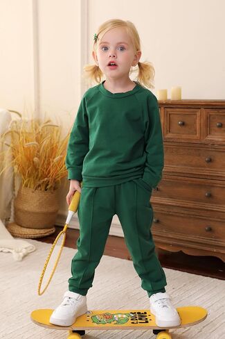 YOUNGER TREE Toddler Fall Outfits for Girl Long Sleeve Sweatsuit Top and Sweatpants Set Baby Girl Clothes in Kuwait
